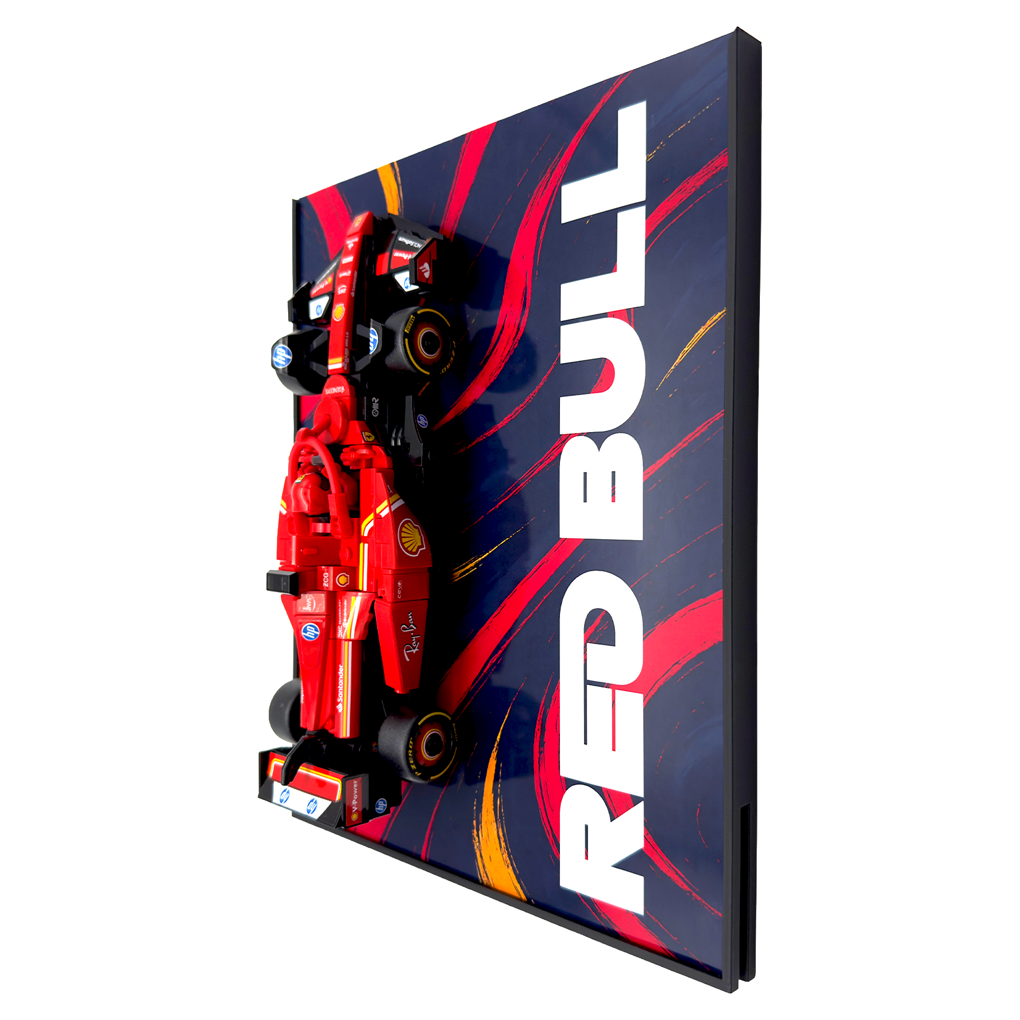 Abstract Backdrop Display Stand For LEGO Speed Champions Red Bull RB20 F1 Race Car