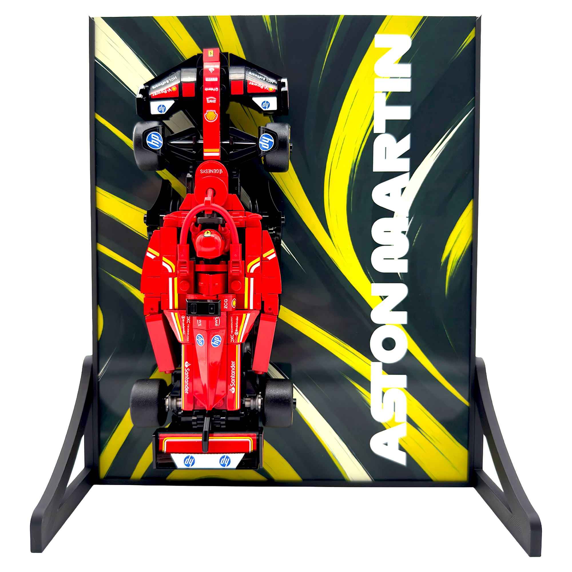 Abstract Backdrop Display Stand For LEGO Speed Champions Aston Martin AMR24 F1 Race Car
