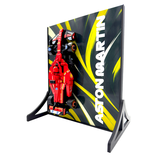 Abstract Backdrop Display Stand For LEGO Speed Champions Aston Martin AMR24 F1 Race Car