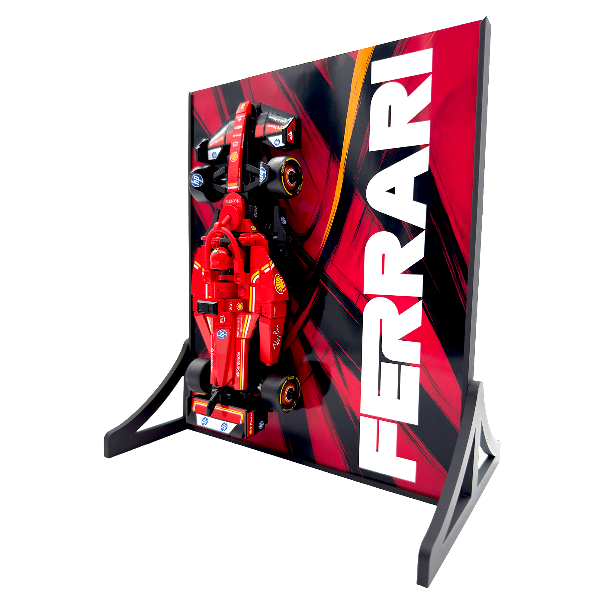 Abstract Backdrop Display Stand For LEGO Speed Champions Ferrari SF-24 F1 Race Car