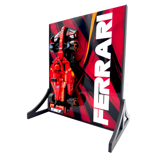 Abstract Backdrop Display Stand For LEGO Speed Champions Ferrari SF-24 F1 Race Car