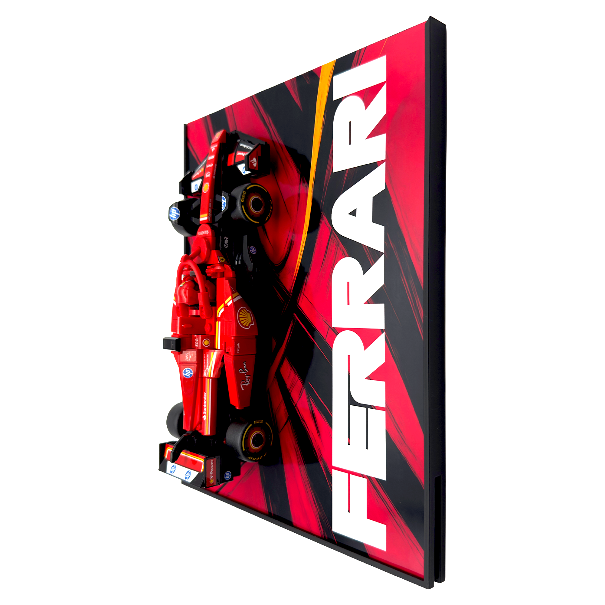 Abstract Backdrop Display Stand For LEGO Speed Champions Ferrari SF-24 F1 Race Car