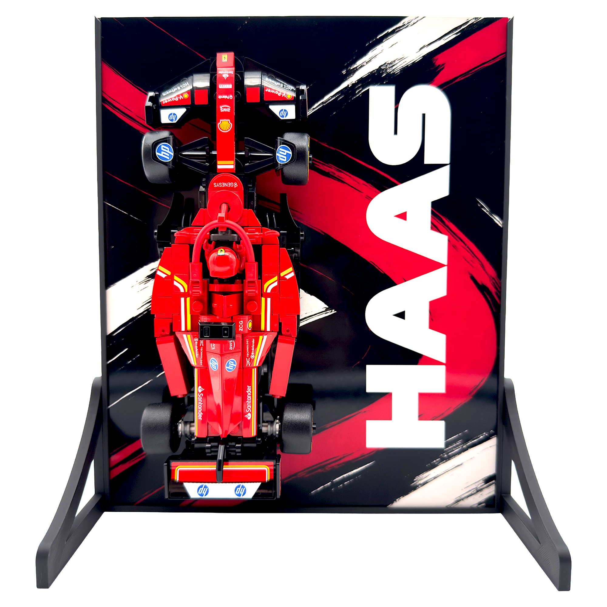 Abstract Backdrop Display Stand For LEGO Speed Champions Haas VF-24 F1 Race Car