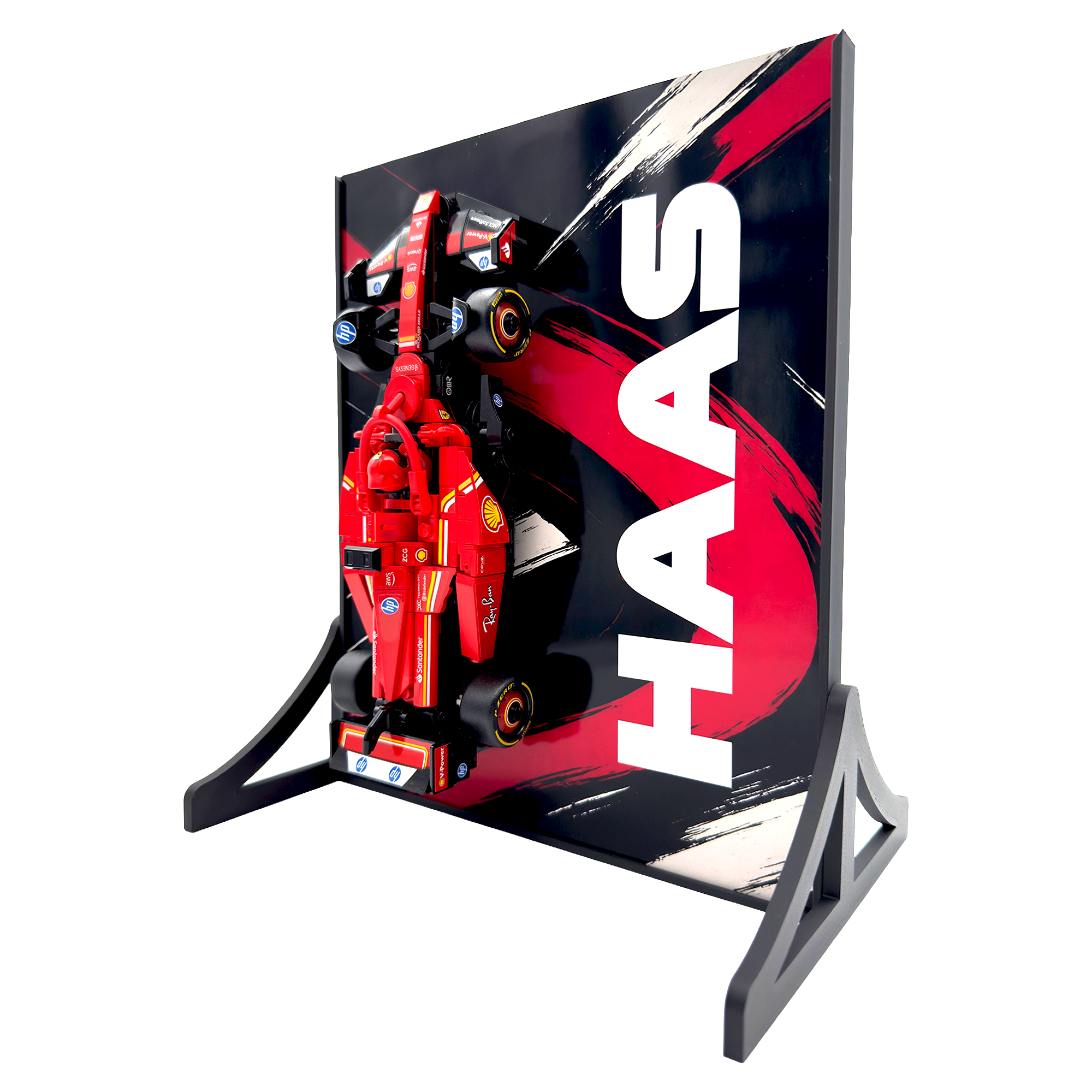 Abstract Backdrop Display Stand For LEGO Speed Champions Haas VF-24 F1 Race Car