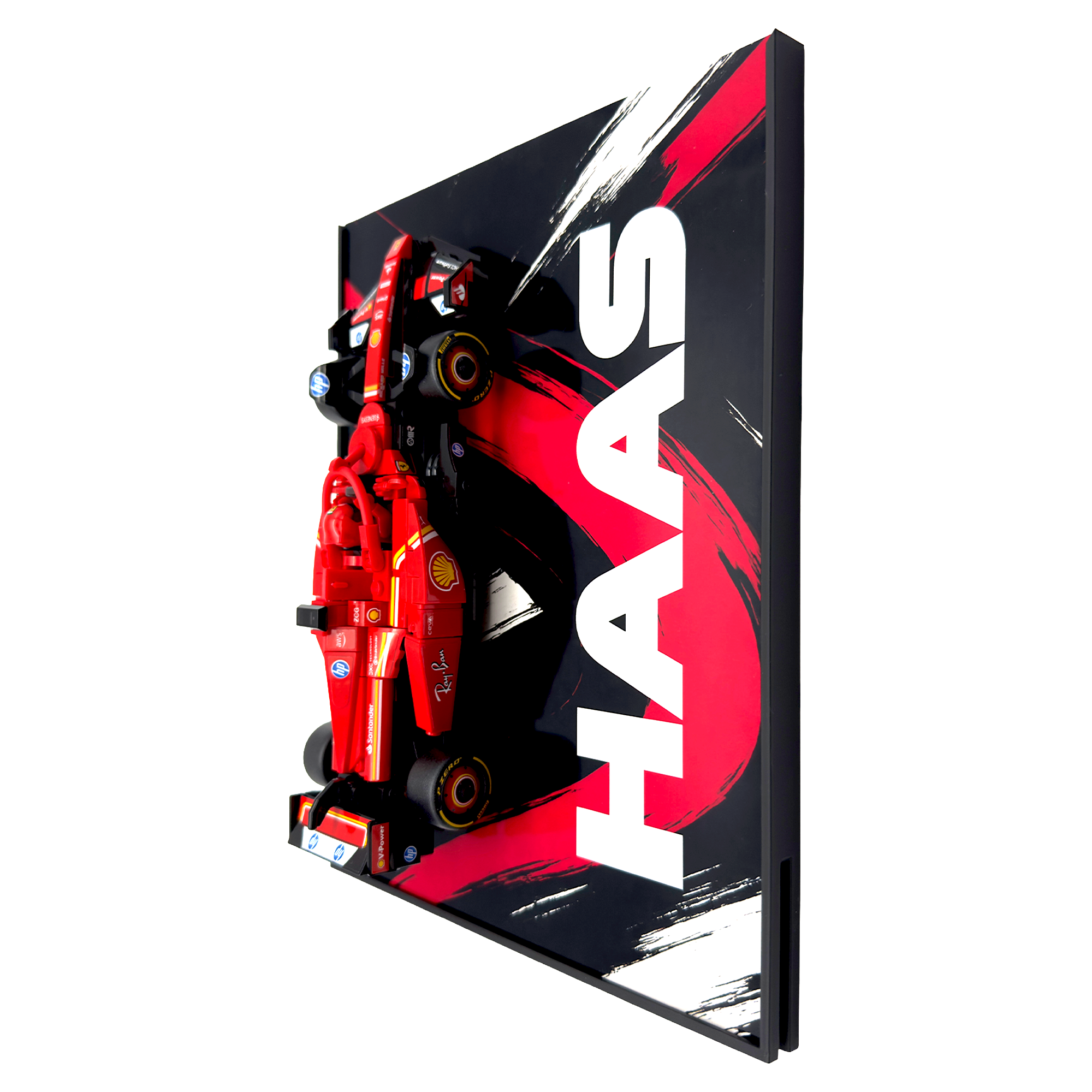 Abstract Backdrop Display Stand For LEGO Speed Champions Haas VF-24 F1 Race Car