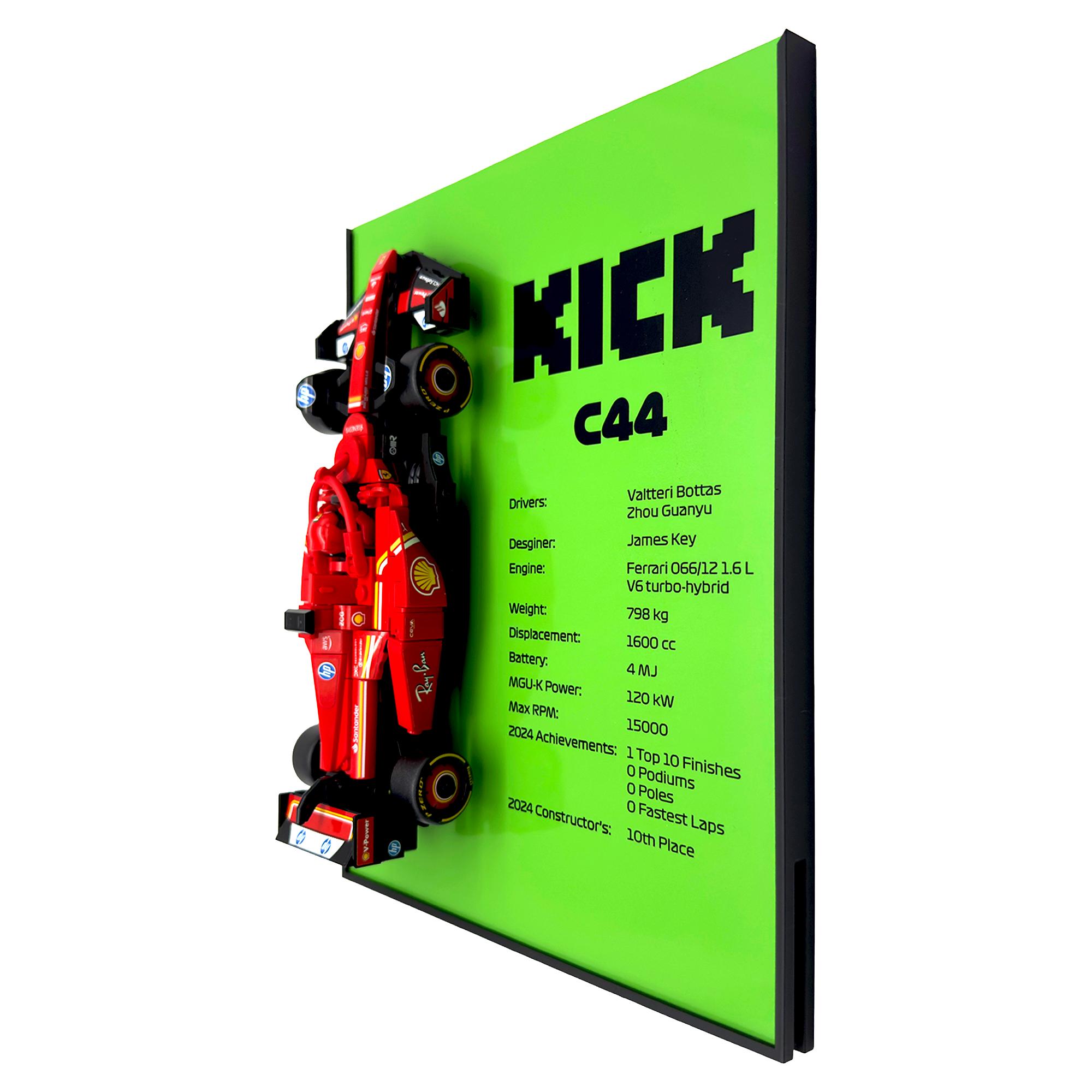 Statistical Backdrop Display Stand For LEGO Speed Champions Kick C44 F1 Race Car