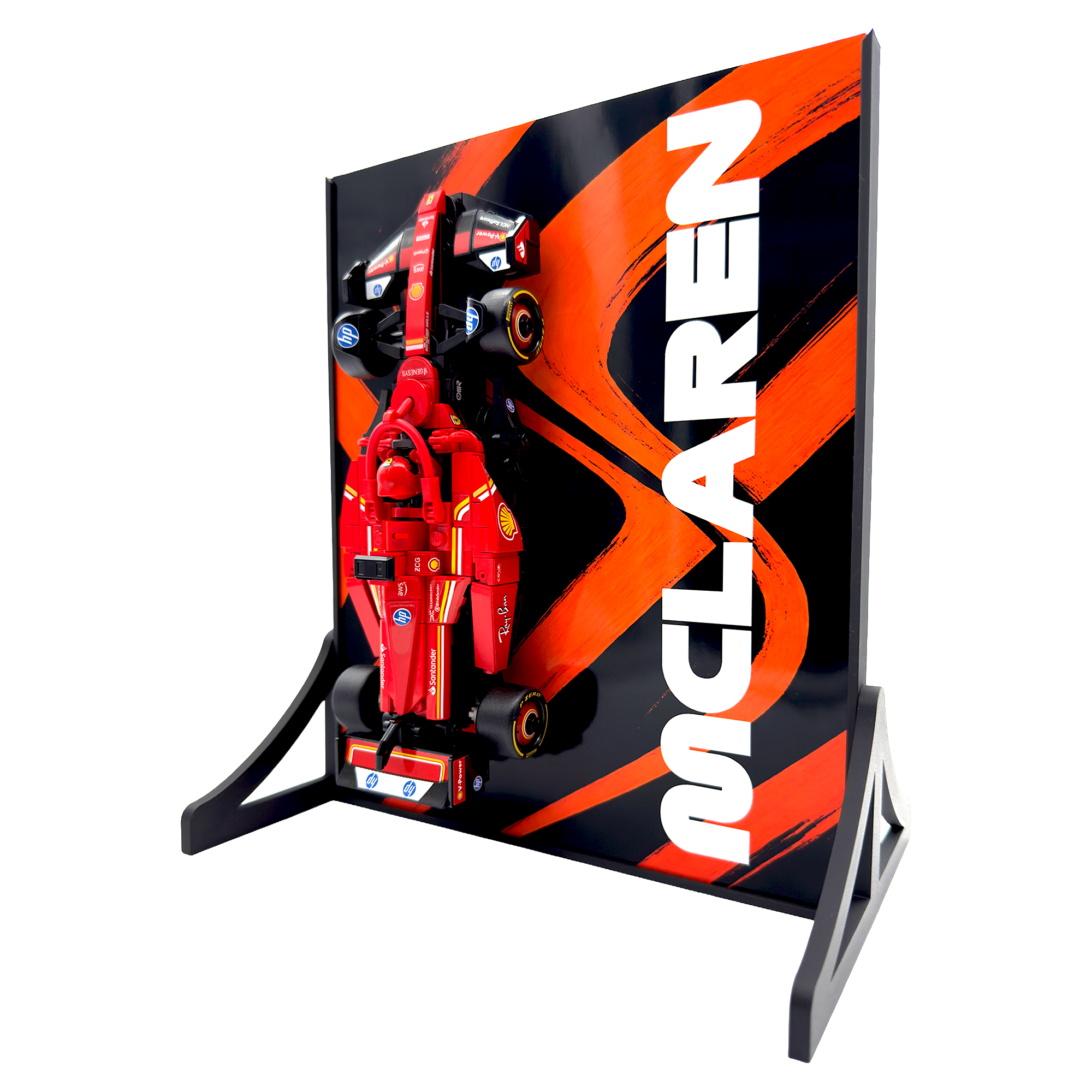 Abstract Backdrop Display Stand For LEGO Speed Champions McLaren MCL38 F1 Race Car