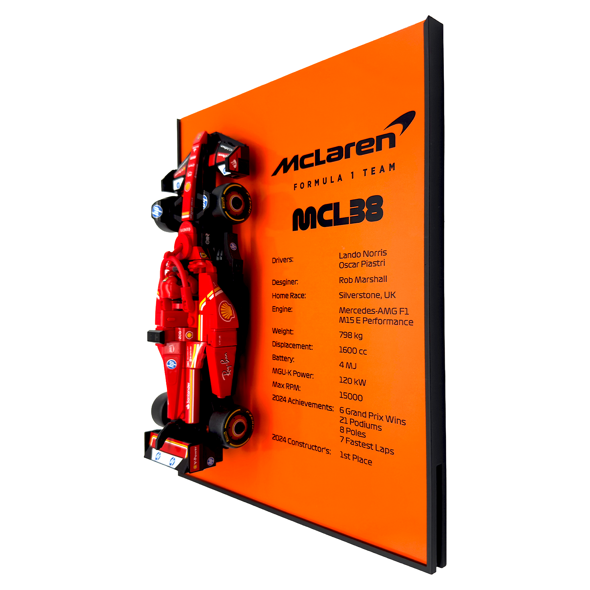Statistical Backdrop Display Stand For LEGO Speed Champions McLaren MCL38 F1 Race Car