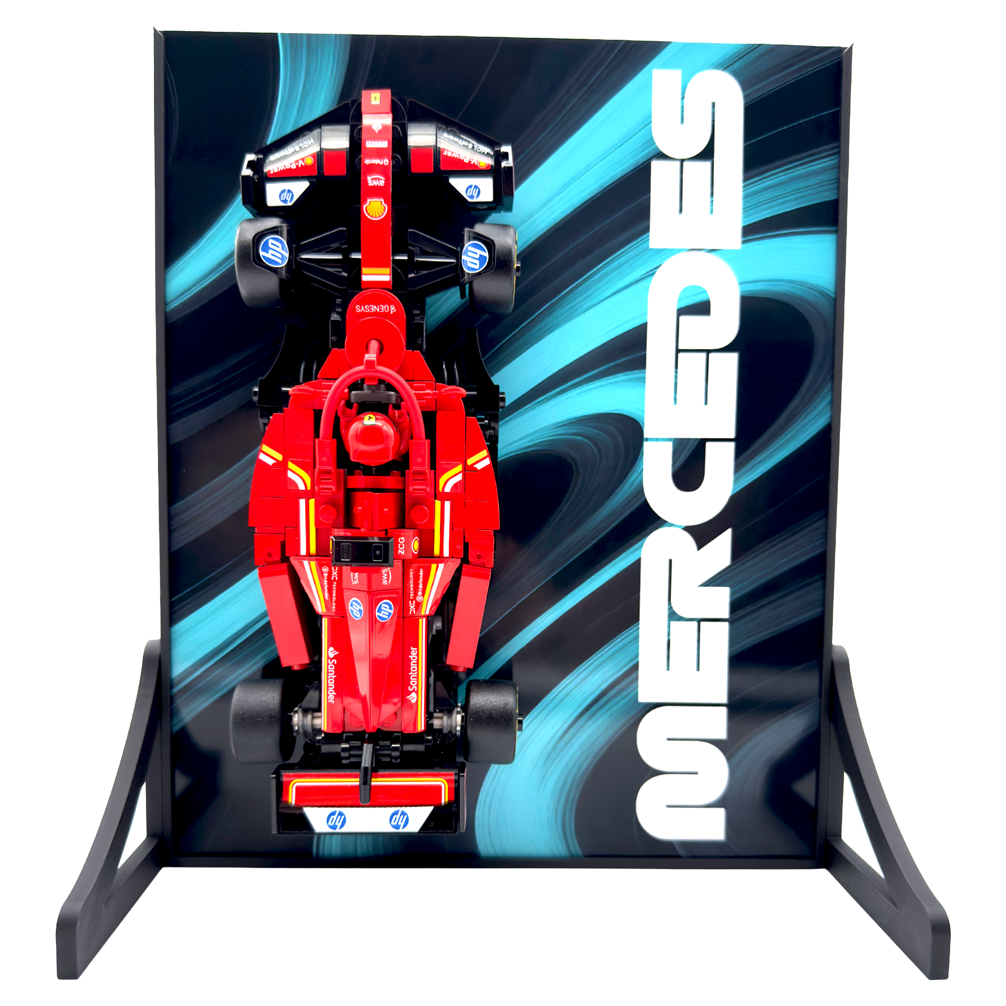 Abstract Backdrop Display Stand For LEGO Speed Champions Mercedes W15 F1 Race Car