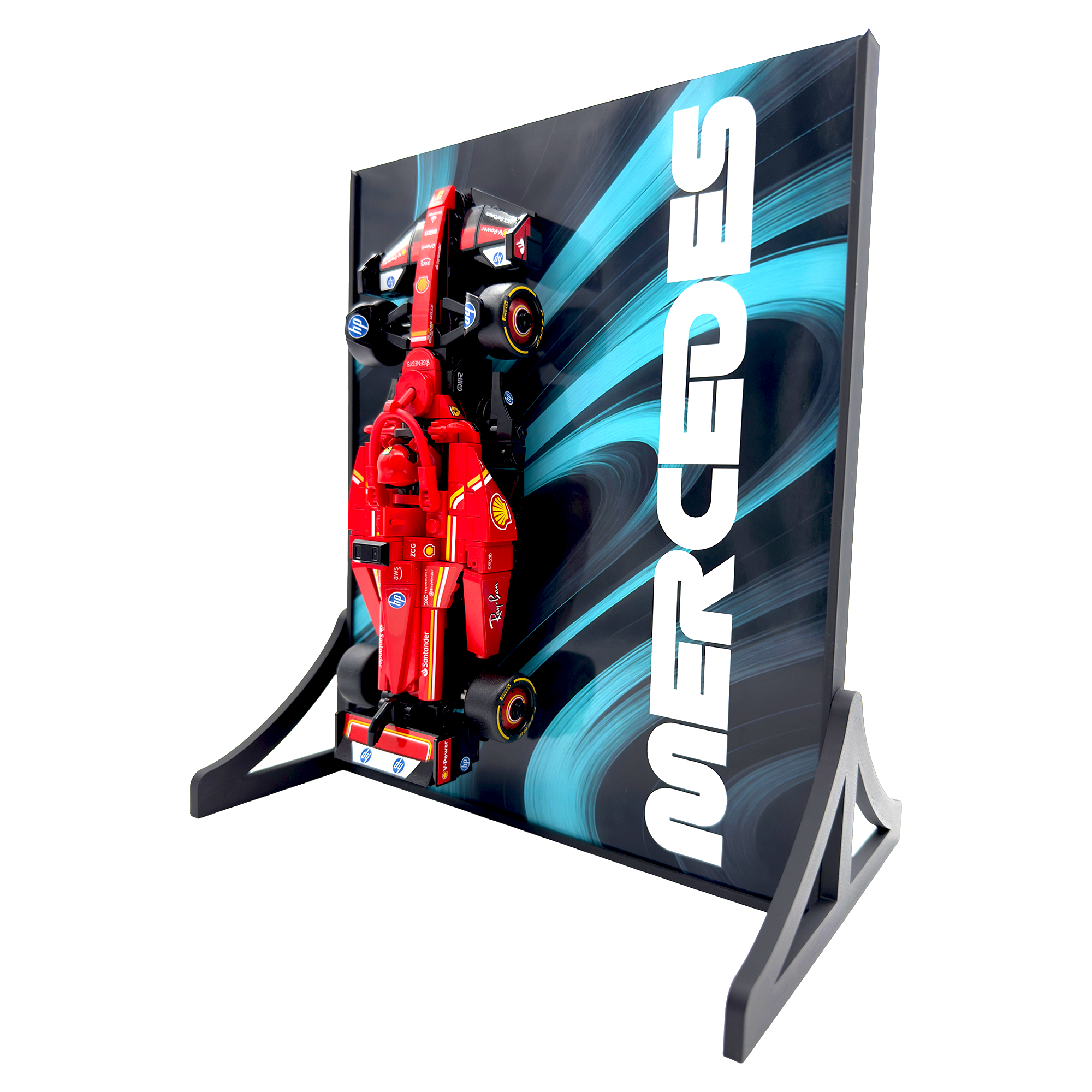 Abstract Backdrop Display Stand For LEGO Speed Champions Mercedes W15 F1 Race Car