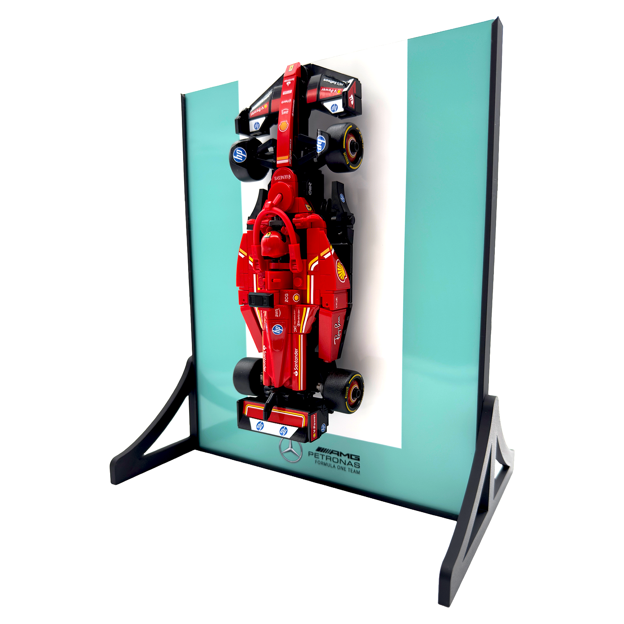 Colour Block Backdrop Display Stand For LEGO Speed Champions Mercedes W15 F1 Race Car