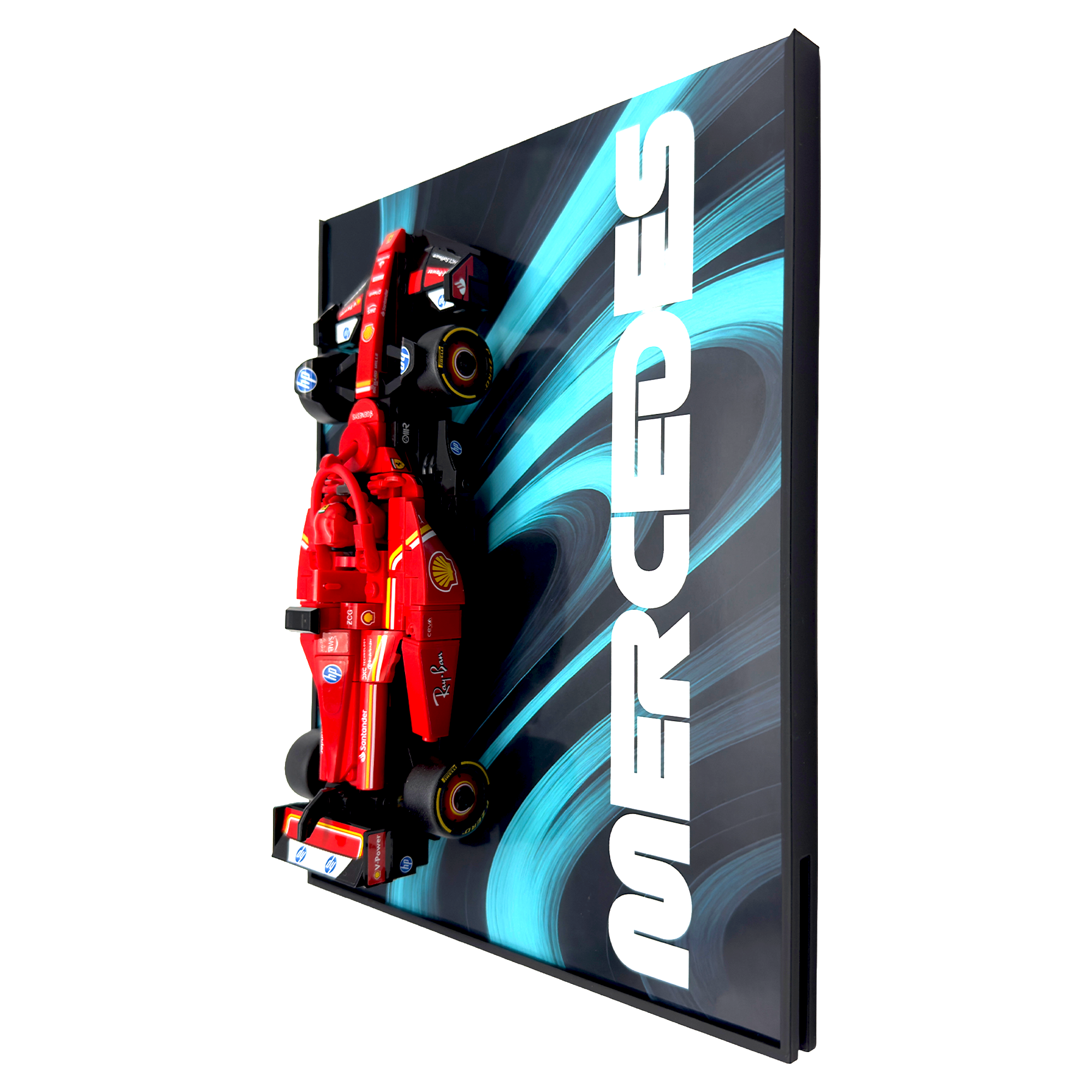 Abstract Backdrop Display Stand For LEGO Speed Champions Mercedes W15 F1 Race Car