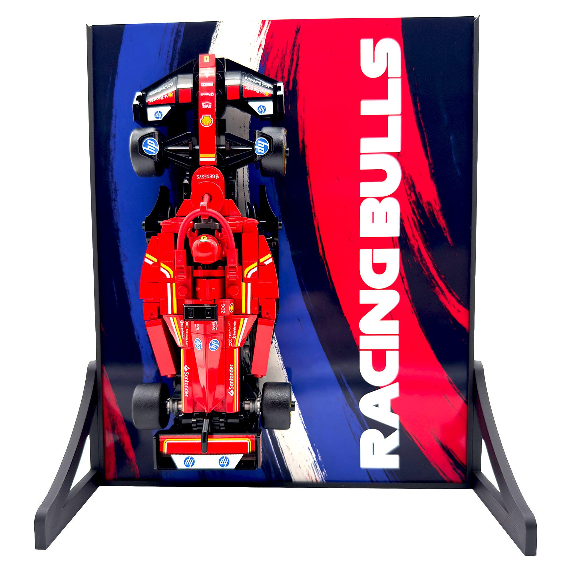 Abstract Backdrop Display Stand For LEGO Speed Champions Racing Bulls VCARB 01 F1 Race Car