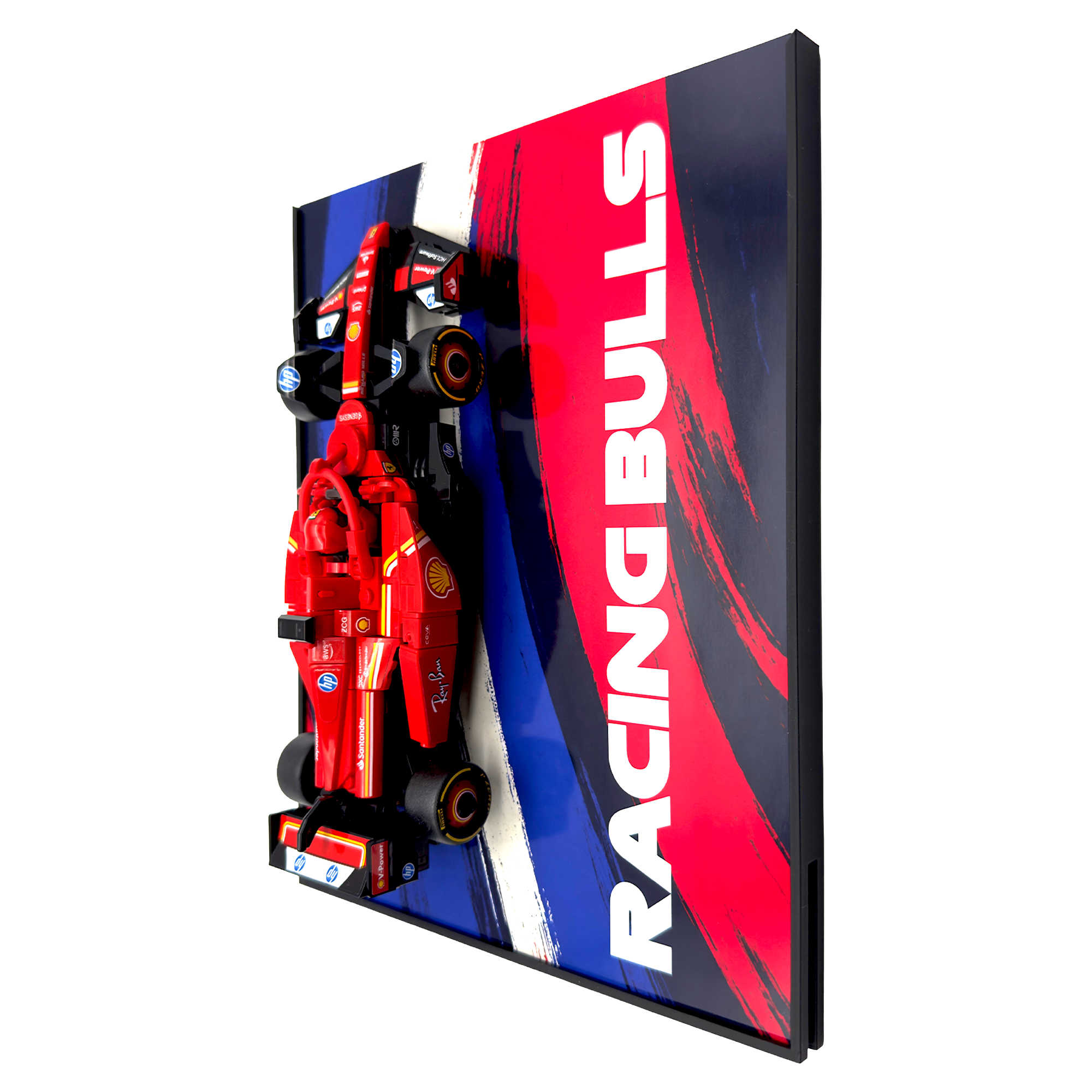 Abstract Backdrop Display Stand For LEGO Speed Champions Racing Bulls VCARB 01 F1 Race Car