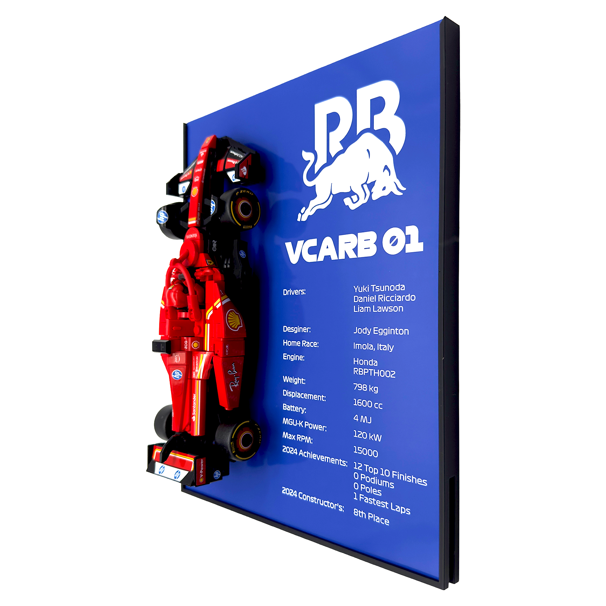 Statistical Backdrop Display Stand For LEGO Speed Champions Racing Bulls VCARB 01 F1 Race Car