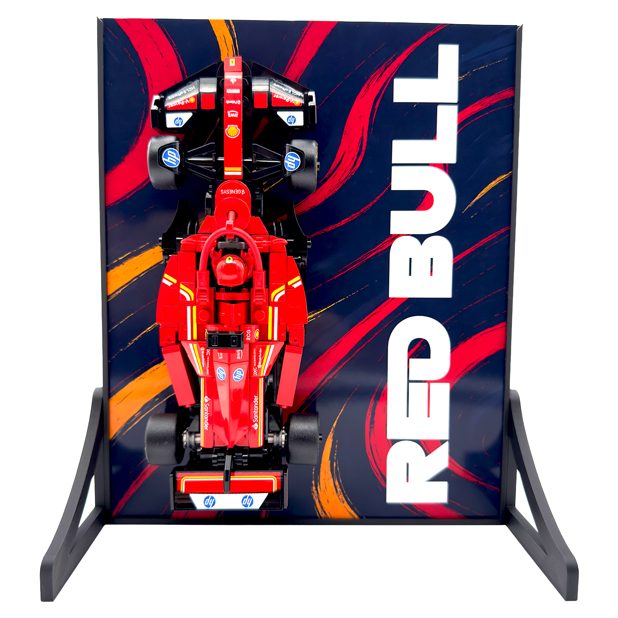 Abstract Backdrop Display Stand For LEGO Speed Champions Red Bull RB20 F1 Race Car