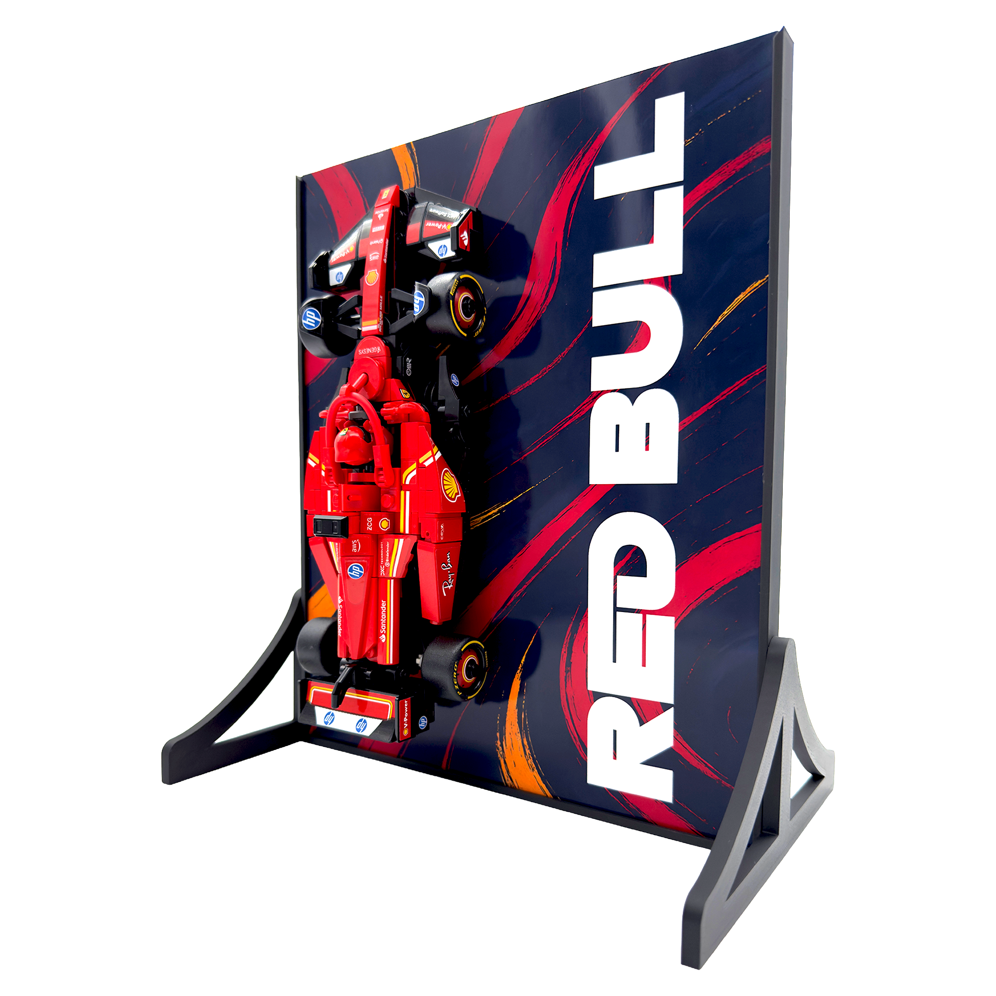 Abstract Backdrop Display Stand For LEGO Speed Champions Red Bull RB20 F1 Race Car